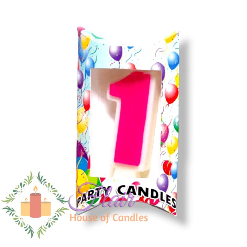 Pink Number Cake Topper Birthday Candle 12cm Tall