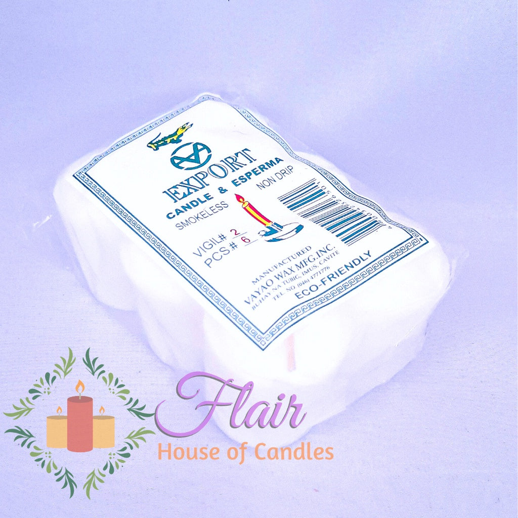Export White Vigil Candle #2 | 6pcs Pack 5.5cm Tall
