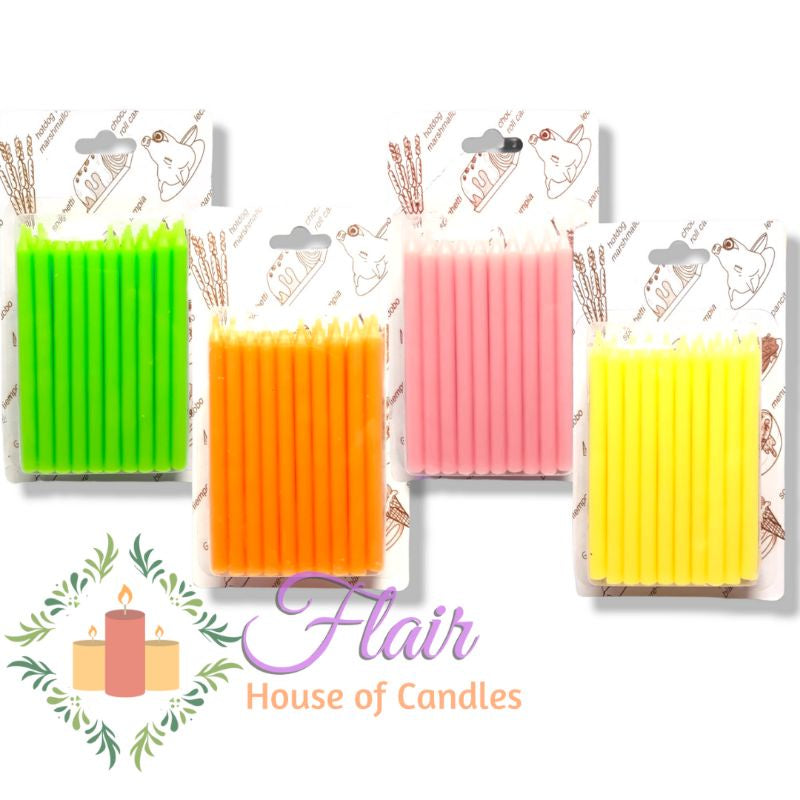 Flair Colored Birthday Party Candles | 50pcs Box 9cm Tall