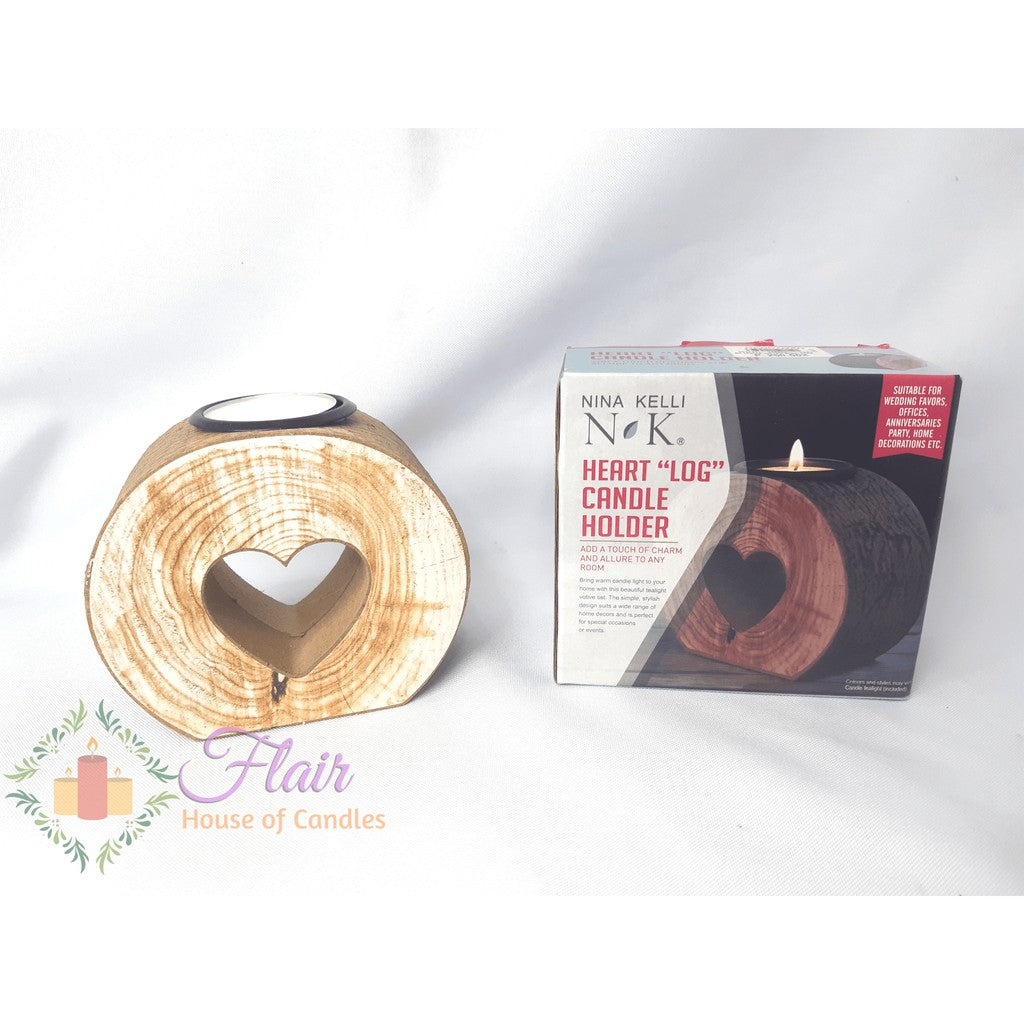 Nina Kelli NK Heart "Log" Candle Holder with tealight candle