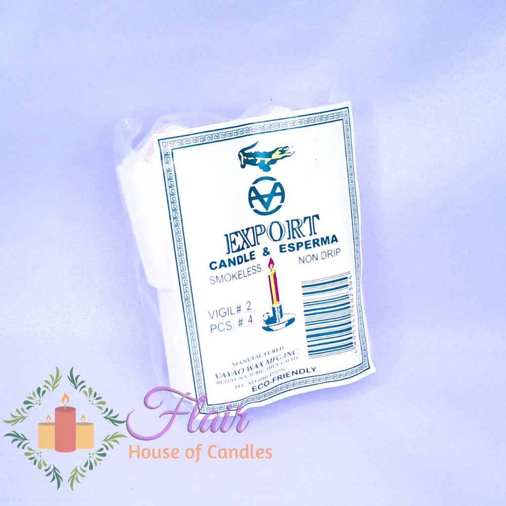 Export White Vigil Candle #2 | 4pcs Pack 5.5cm Tall