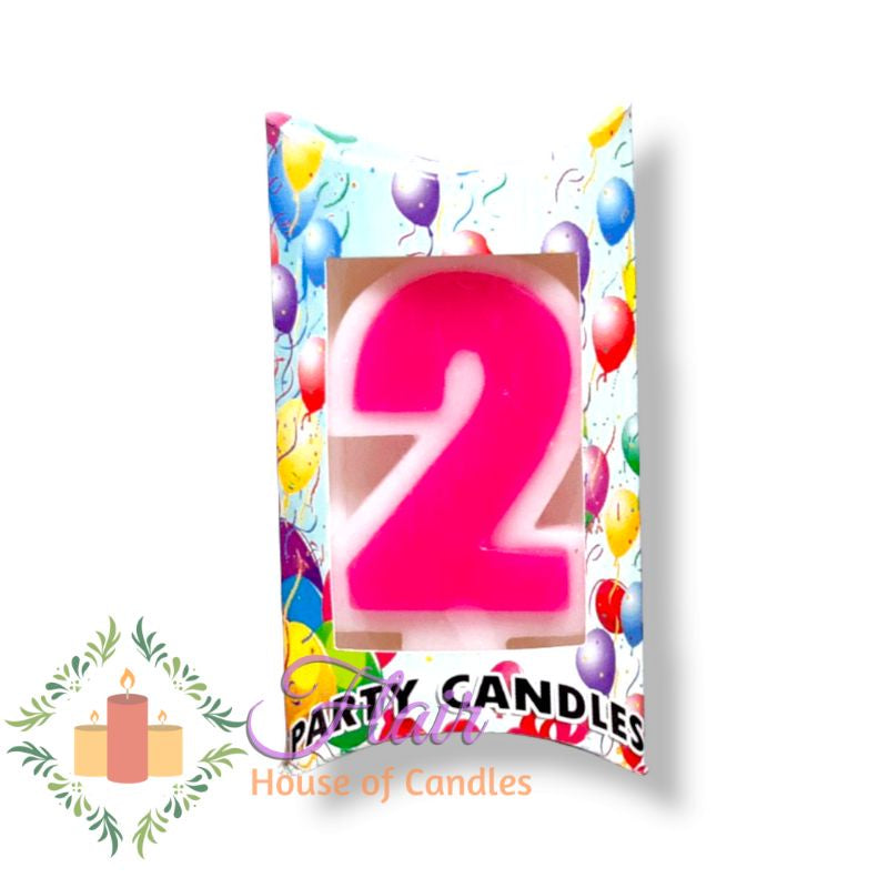 Pink Number Cake Topper Birthday Candle 12cm Tall