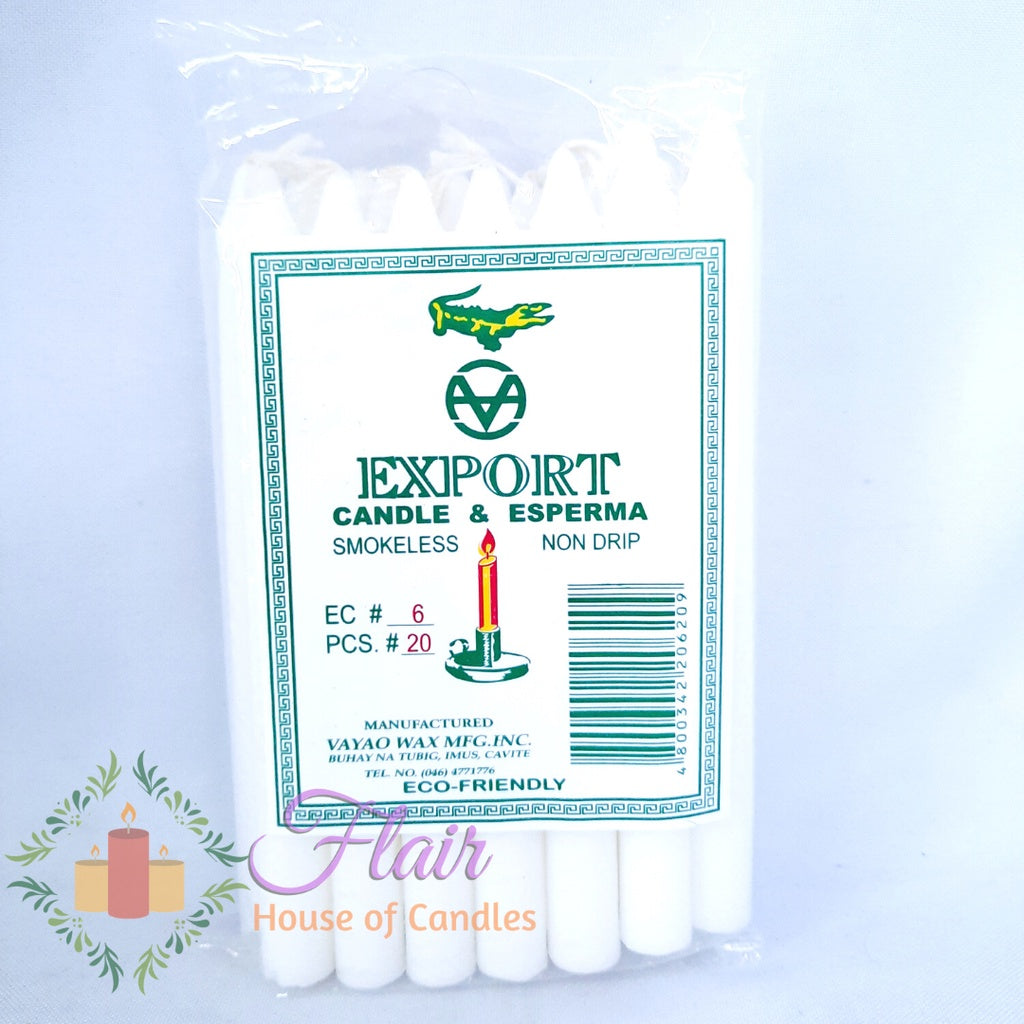 Export Esperma Colored Candle #6 | 20pcs Pack 13.6cm Tall
