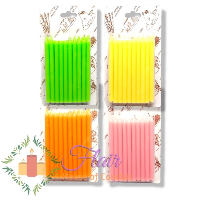 Flair Colored Birthday Party Candles | 50pcs Box 9cm Tall