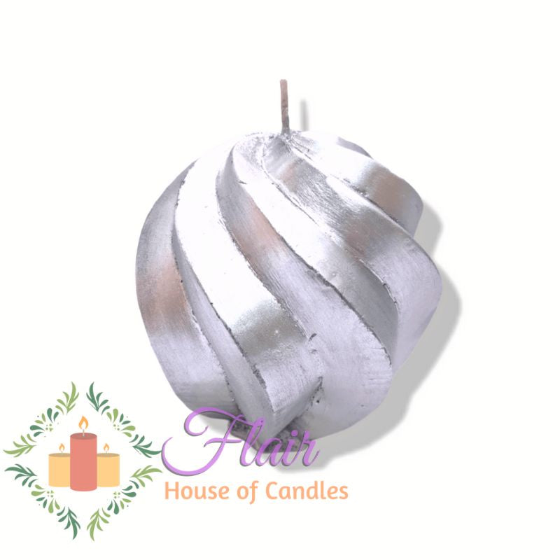 Flair Elegant Spiral Silver Ball Candle 10cm Tall