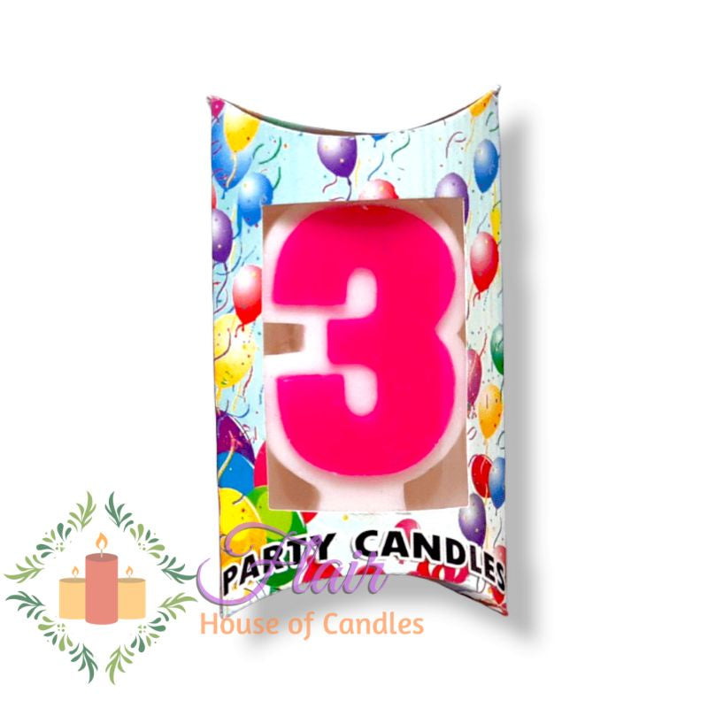 Pink Number Cake Topper Birthday Candle 12cm Tall