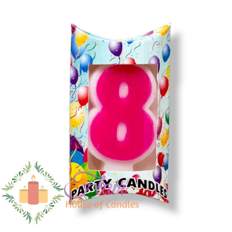 Pink Number Cake Topper Birthday Candle 12cm Tall