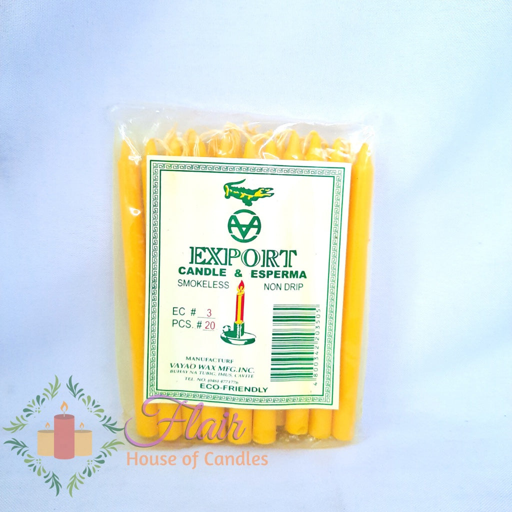 Export Esperma Colored Candle #3 | 20pcs Pack 13cm Tall
