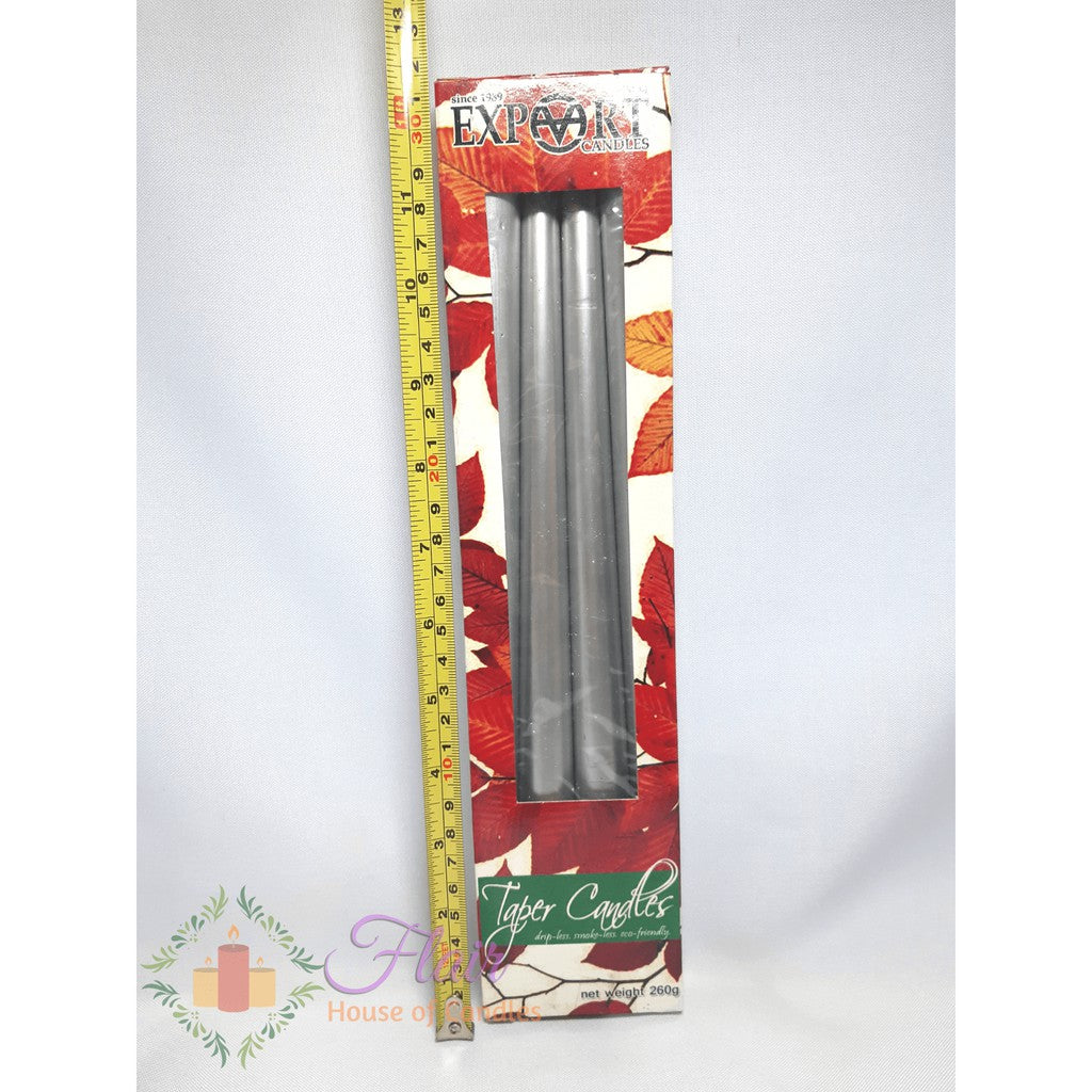 Export Silver Taper Candles 12 Inches | 4pcs Box