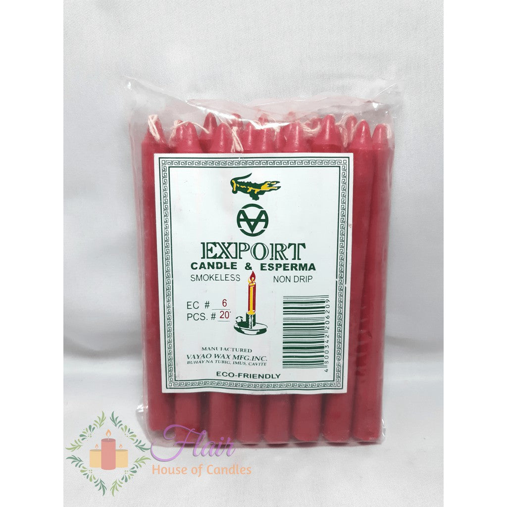 Esperma Red Candle #6 | 20pcs Pack 13.6cm Tall