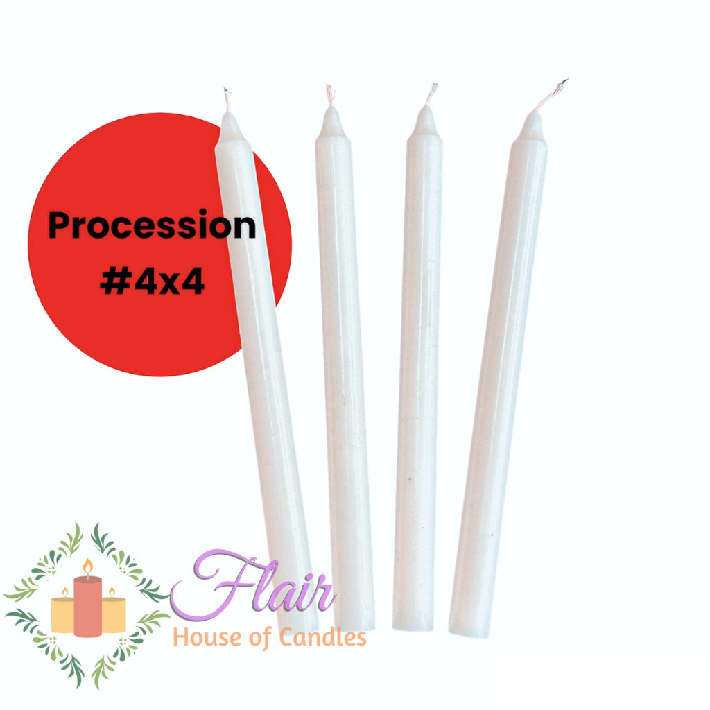 Flair White Procession Candle #4 | 4pcs Pack 27cm Tall