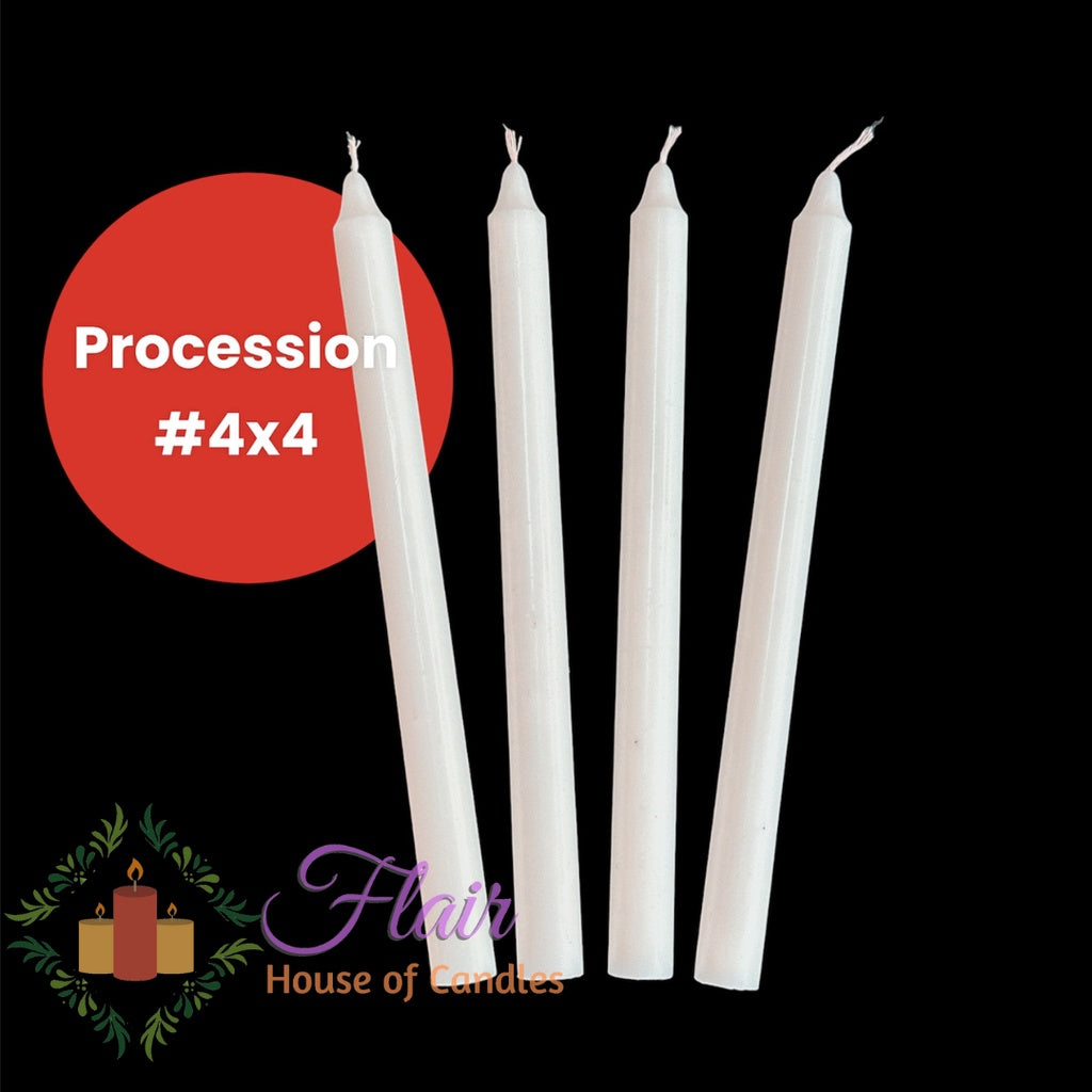 Flair White Procession Candle #4 | 4pcs Pack 27cm Tall
