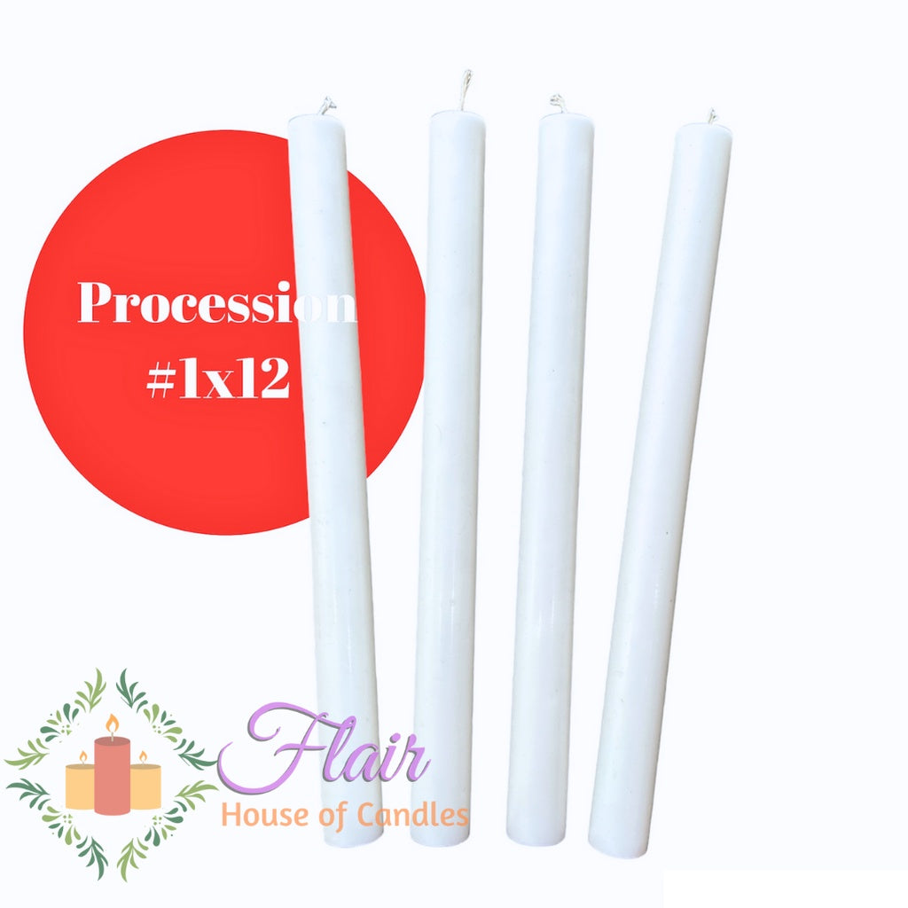 Flair White Procession Candle #1 | 12 Inches Tall
