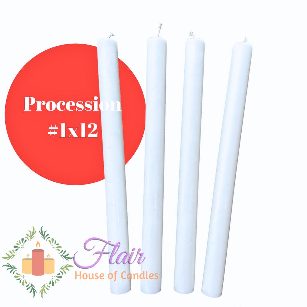 Flair White Procession Candle #1 | 12 Inches Tall