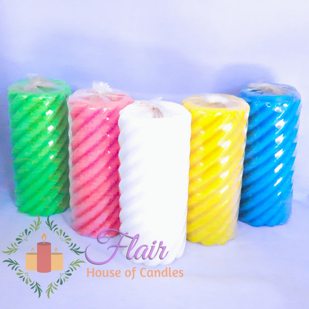 #709 Spiral Colored Pillar Candle