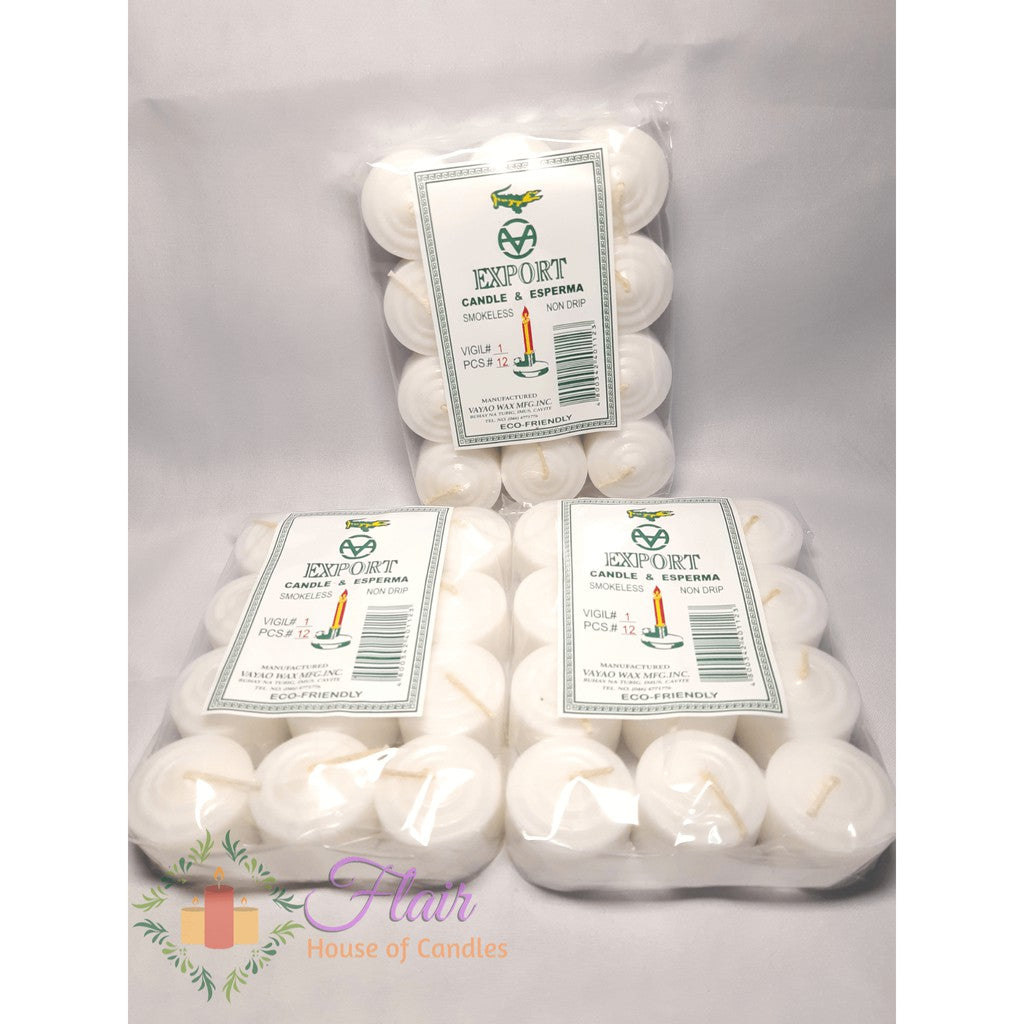 Export White Vigil Candle #1 | 12pcs Pack 2.7cm Tall