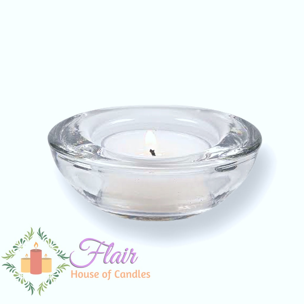 Flair Clear Round Tealight Glass Candle Holder 3cm Tall