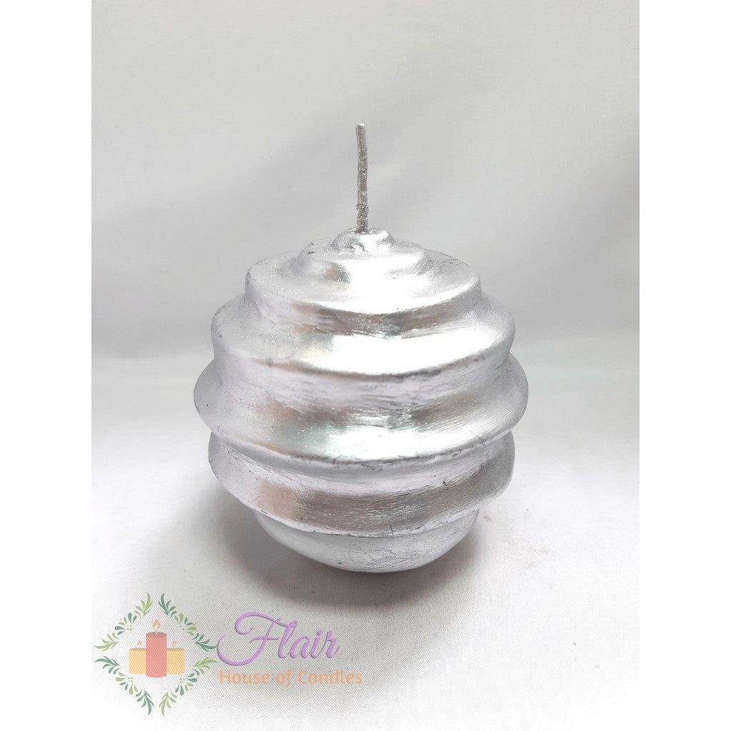 Flair Elegant Honeycomb Silver Ball Candle 10cm Tall