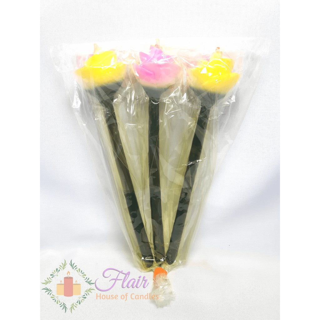 Rose Citronella Scented Colored Candle | 3pcs Pack 28cm Tall