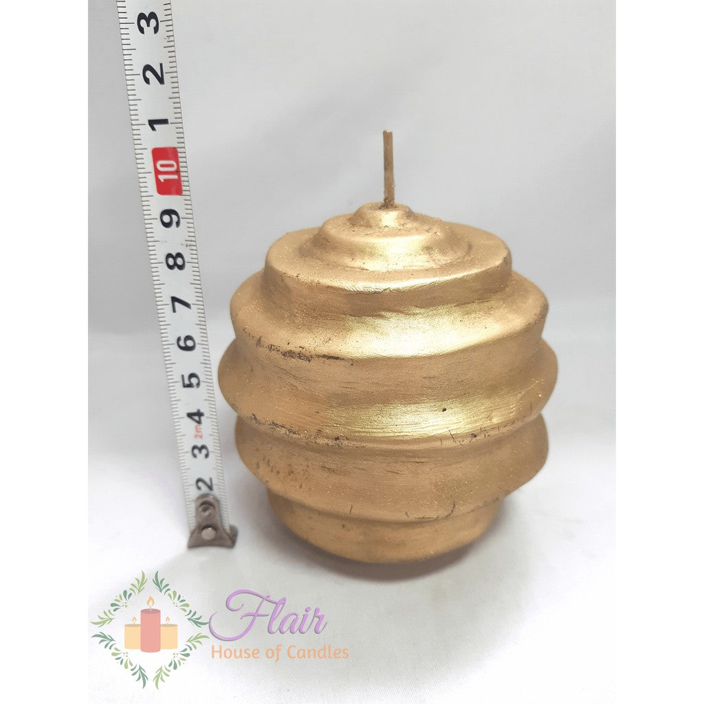 Flair Elegant Honeycomb Gold Ball Candle 10cm Tall