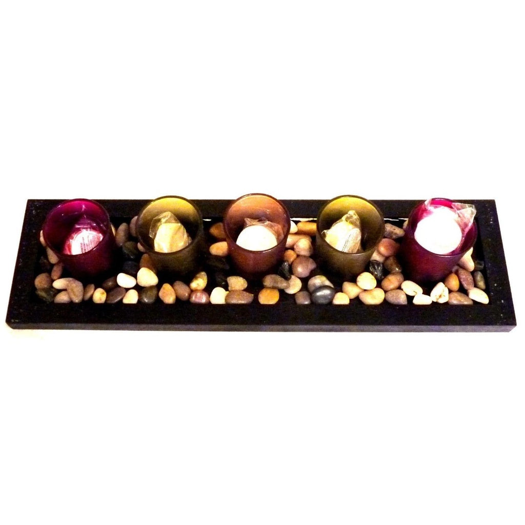 NINA KELLI Decorative Jewel Tone 5pc Candle Set with Tealight Candles