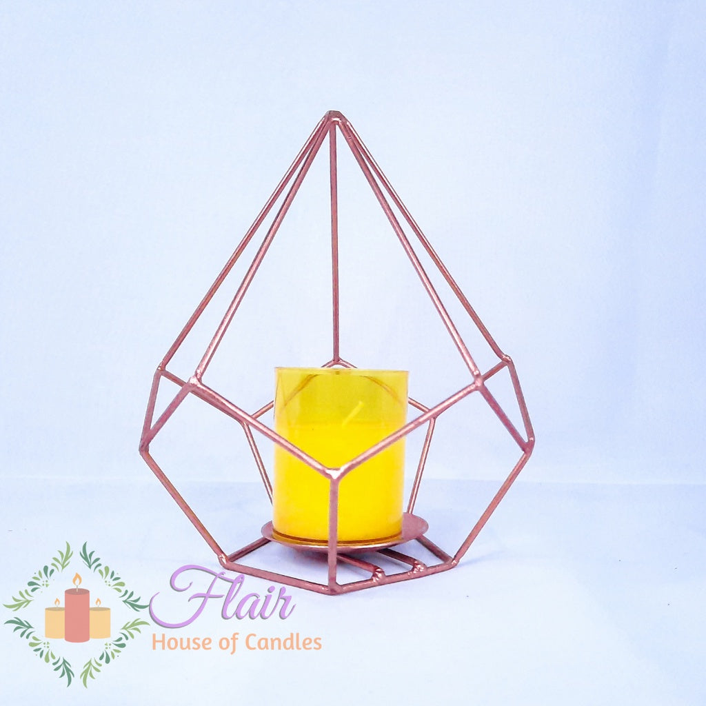 Geometric Metal Cage Tealight Vigil Candle Holder 16cm Tall