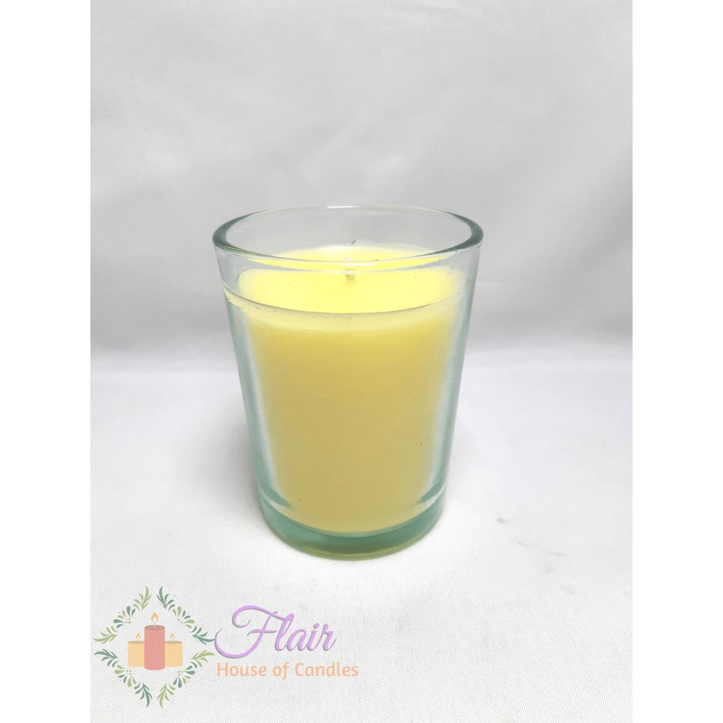 GC03 Large Yellow Votive Glass Candle 9cm Tall