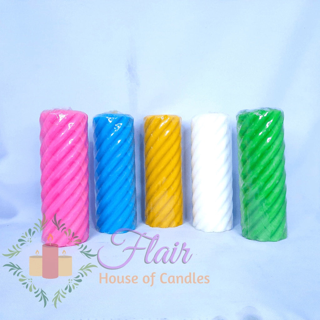 #708 Spiral Colored Pillar Candle