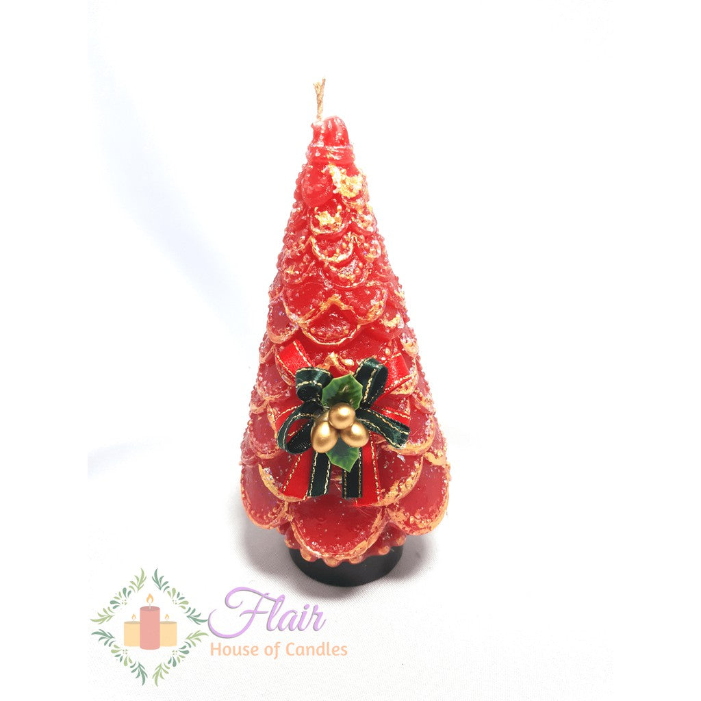 Flair Large Christmas Tree with Ribbon Candle 18cm Tall