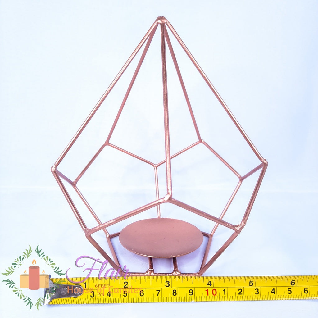 Geometric Metal Cage Tealight Vigil Candle Holder 16cm Tall