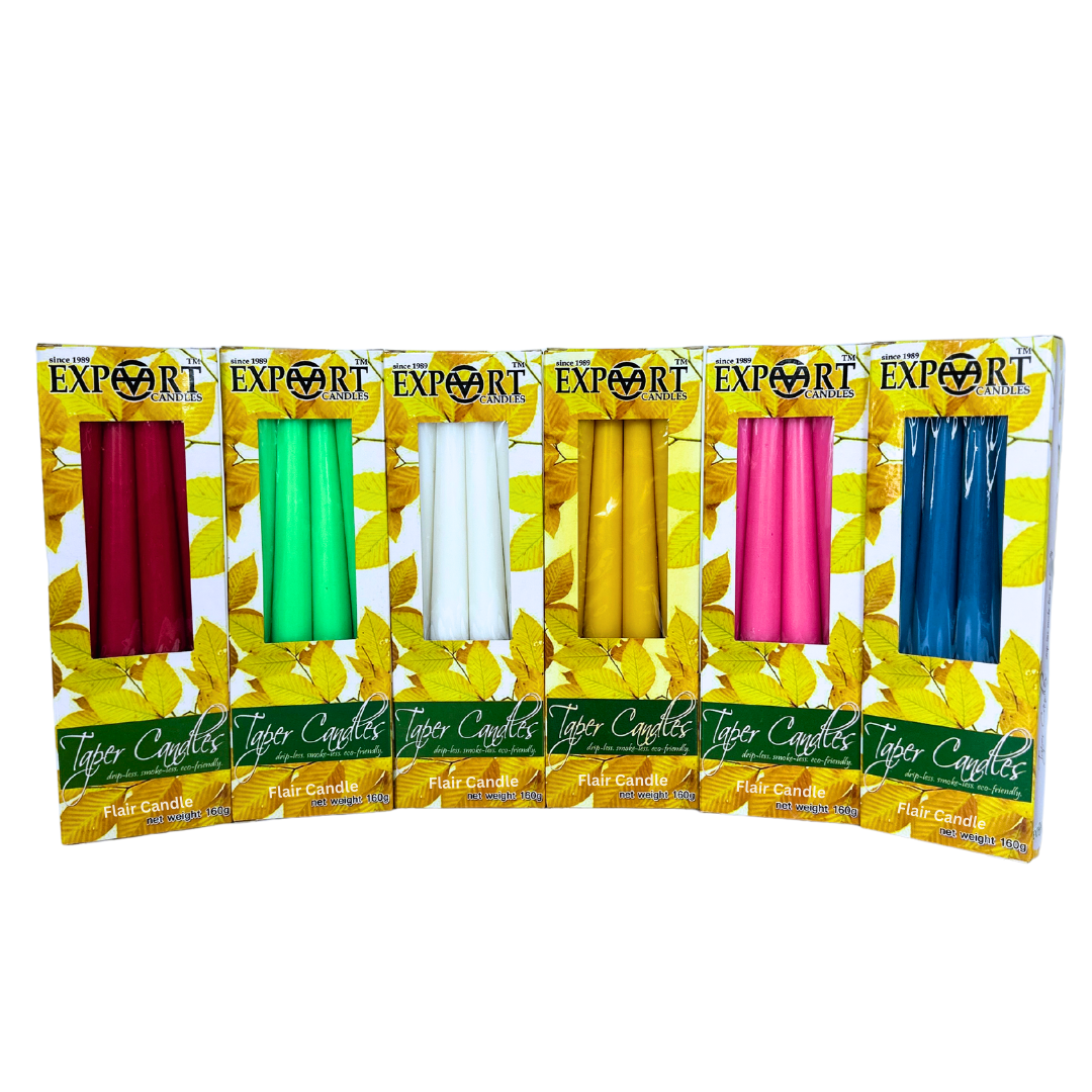 Export Colored Taper Candle 8 Inches | 4pcs Box