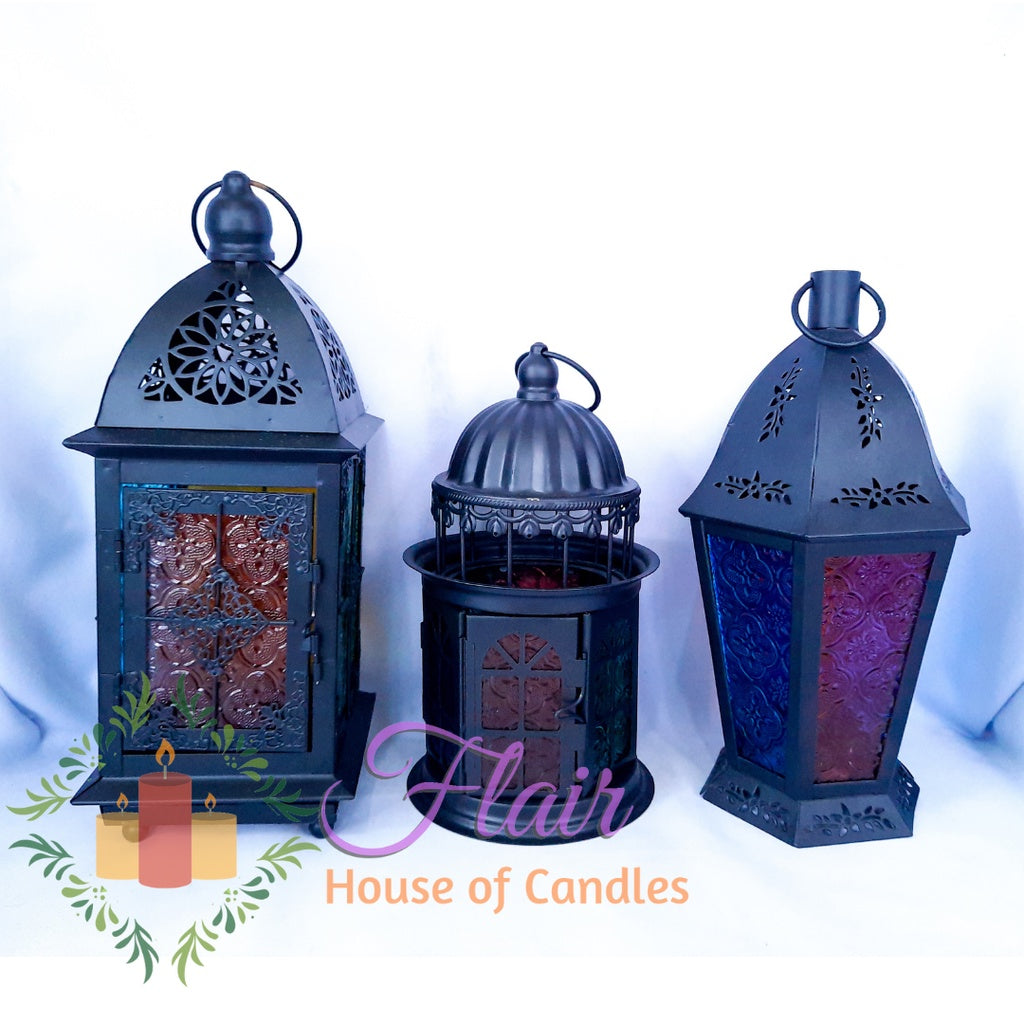 Black Elegant Hanging Lantern Candle Holder