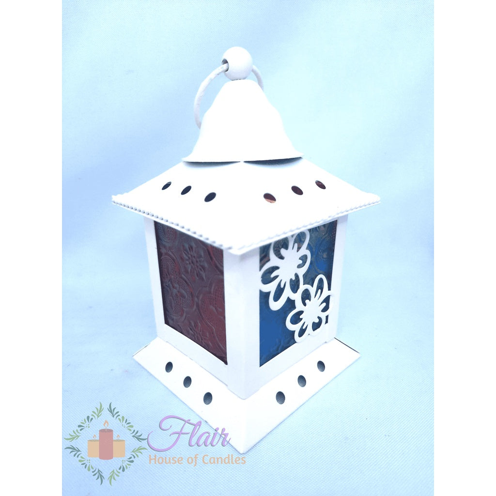 White Vintage Metal Lantern Tea Light Candle Holder | 12.7cm Tall