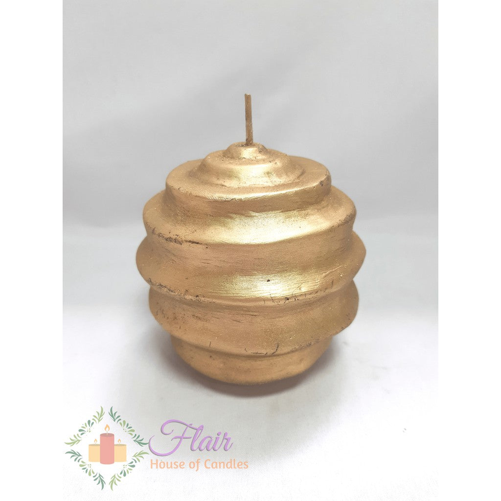 Flair Elegant Honeycomb Gold Ball Candle 10cm Tall