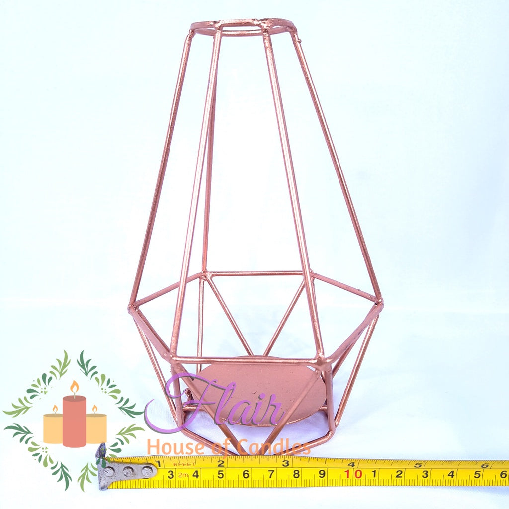 Tubular Metal Cage Tealight Vigil Candle Holder 16cm Tall