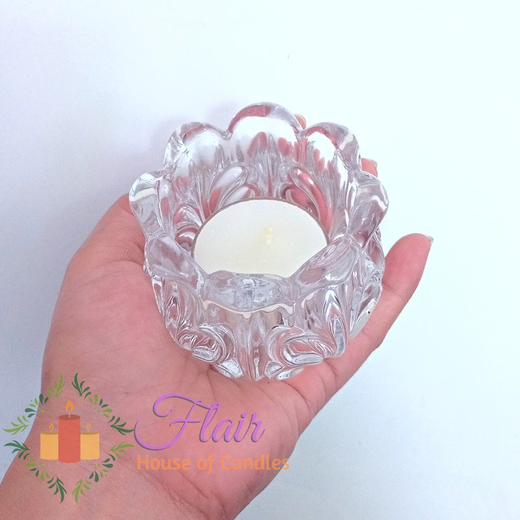 Flair Tulip Flower Shaped Glass Candle Holder 6.5cm Tall