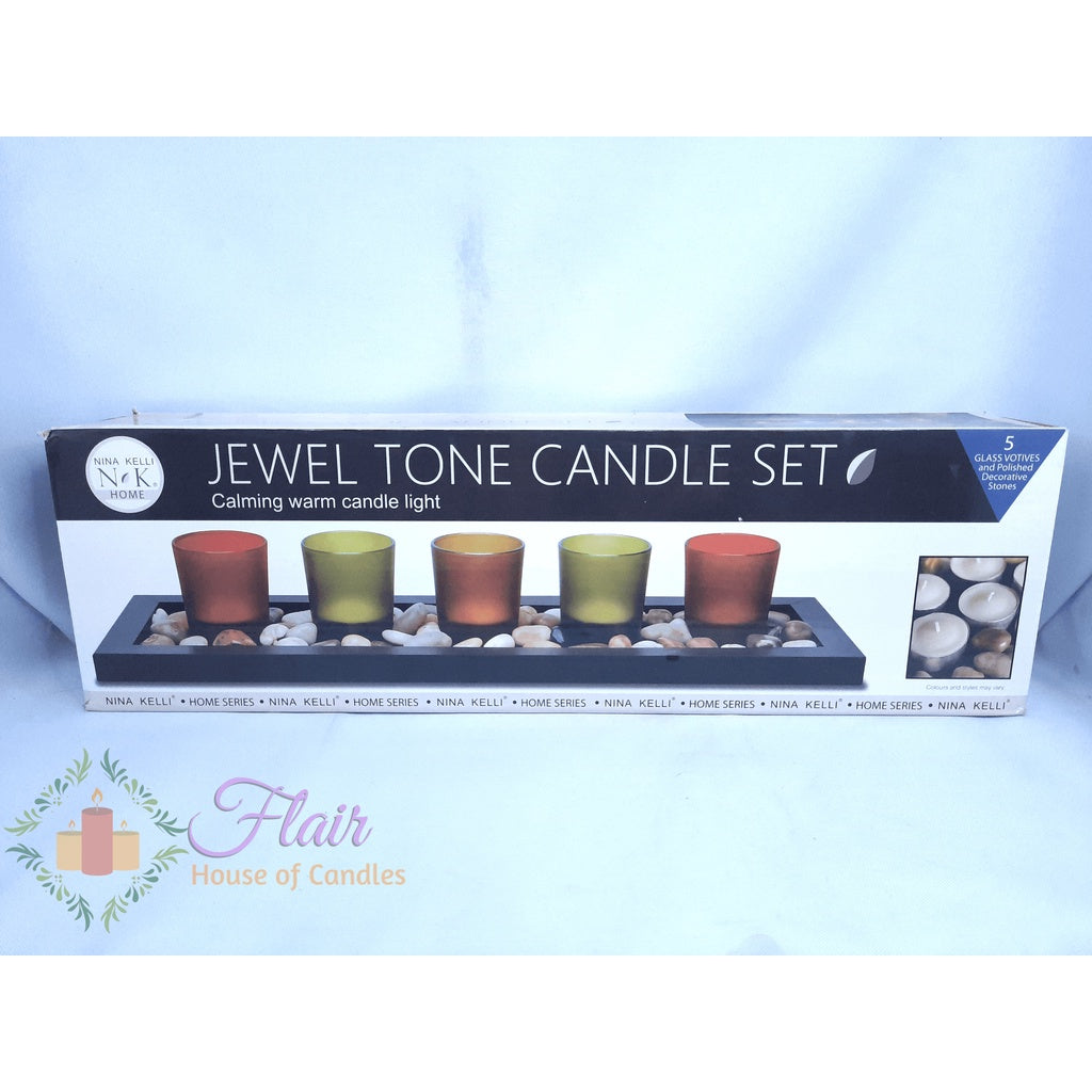 NINA KELLI Decorative Jewel Tone 5pc Candle Set with Tealight Candles