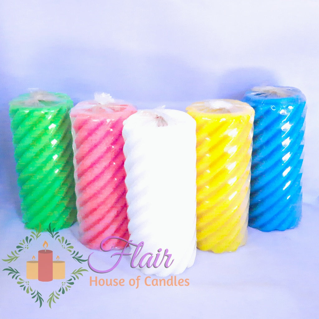 #709 Spiral Colored Pillar Candle