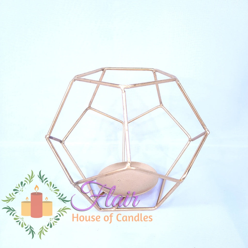 Hexagon Metal Cage Tealight Vigil Candle Holder 15cm Tall