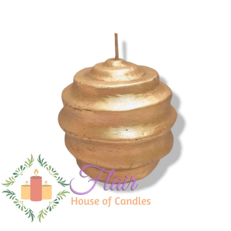 Flair Elegant Honeycomb Gold Ball Candle 10cm Tall