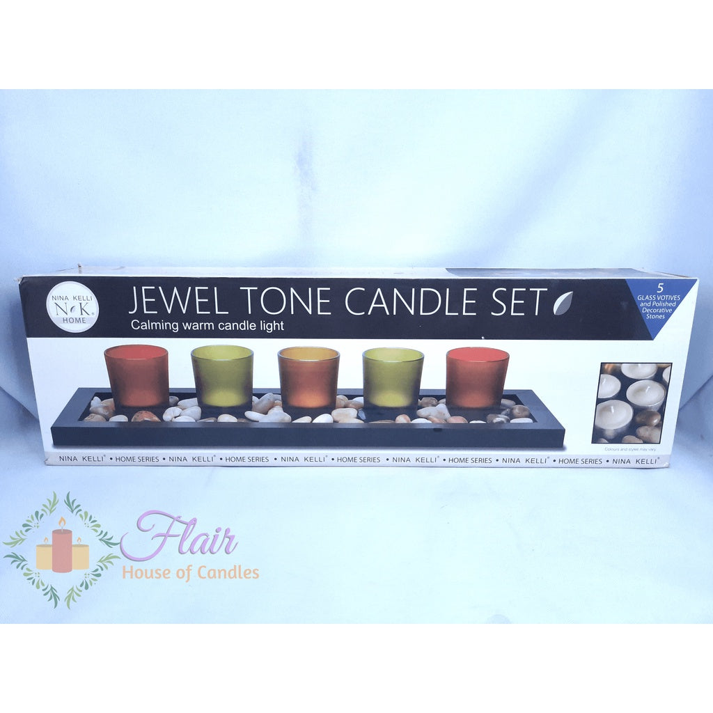 NINA KELLI Decorative Jewel Tone 5pc Candle Set with Tealight Candles