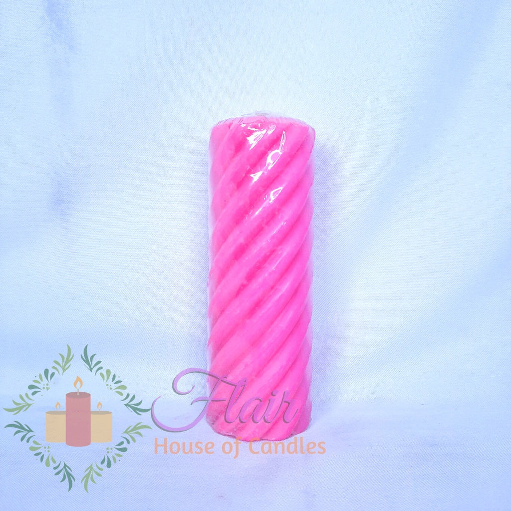 #708 Spiral Colored Pillar Candle