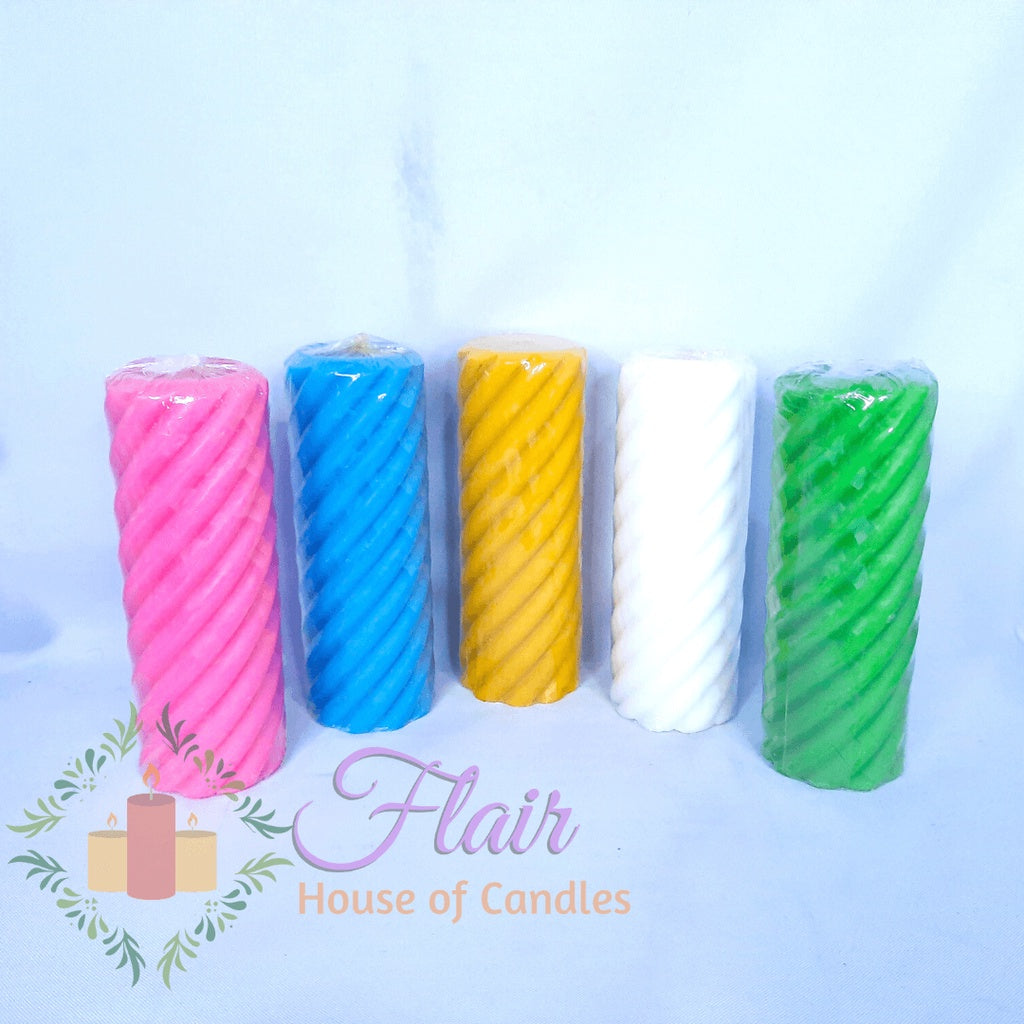 #708 Spiral Colored Pillar Candle