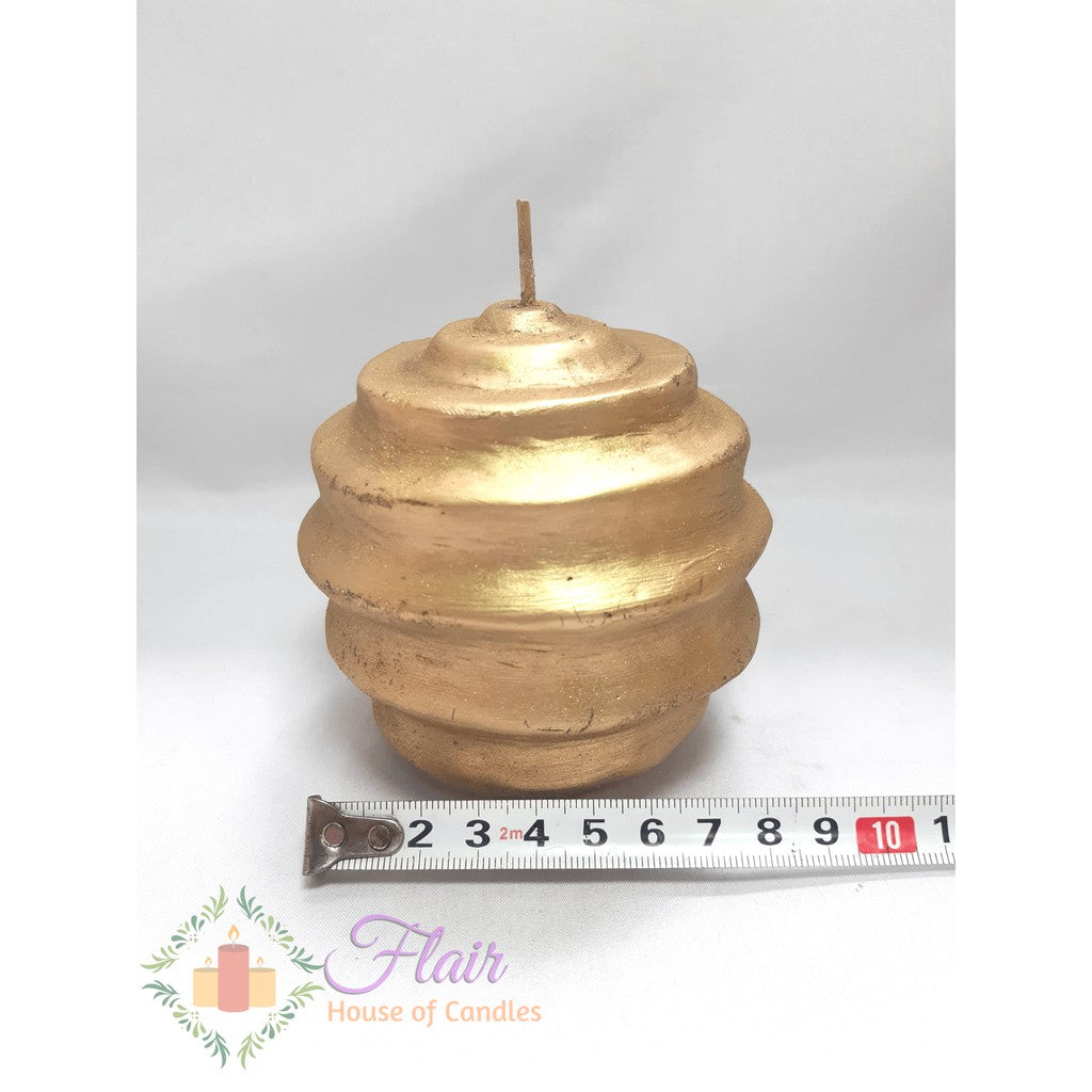 Flair Elegant Honeycomb Gold Ball Candle 10cm Tall