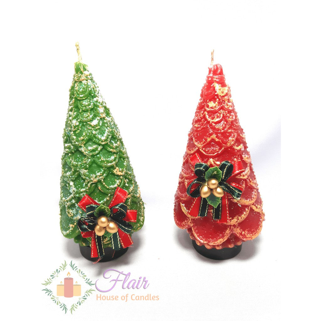 Flair Large Christmas Tree with Ribbon Candle 18cm Tall