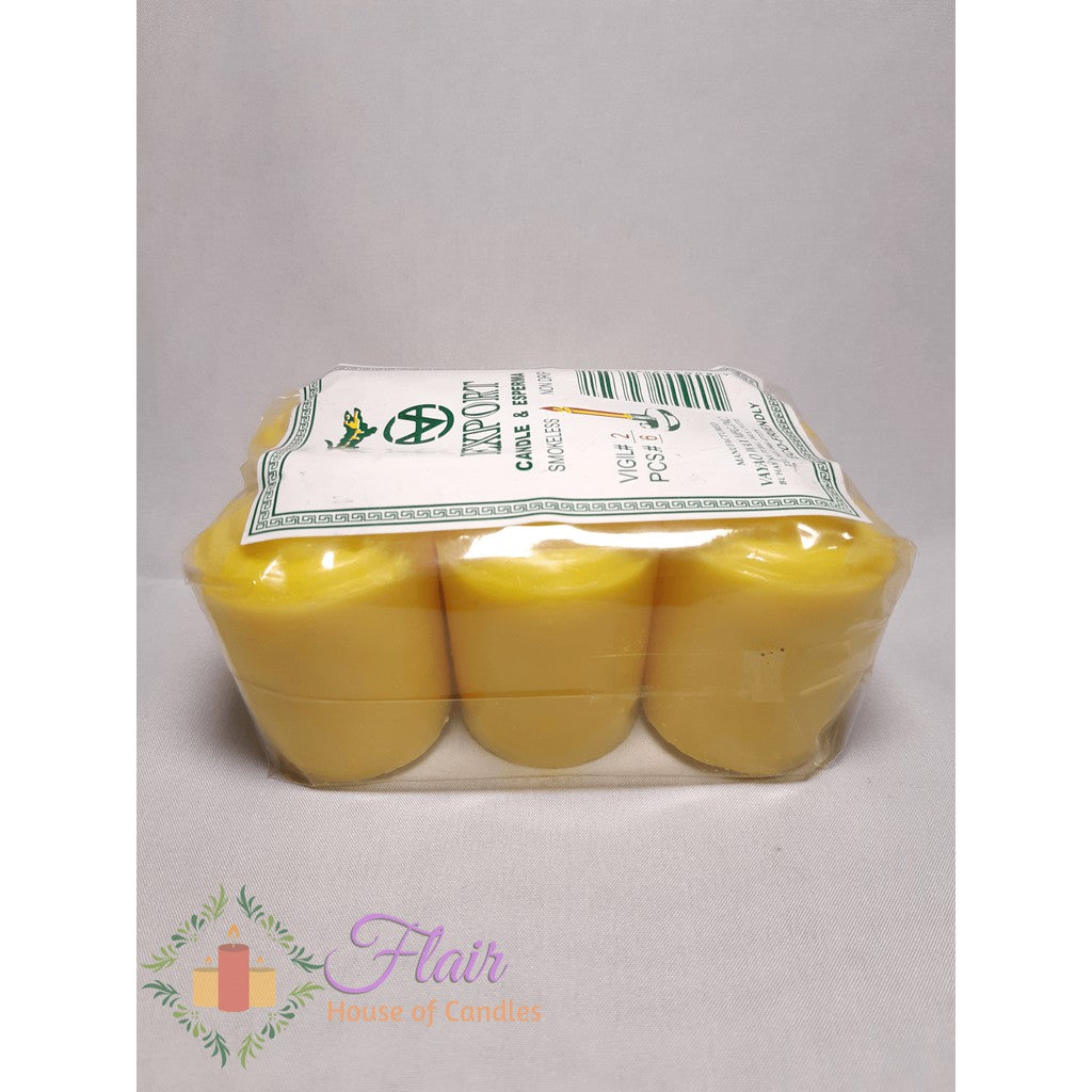 Flair Yellow Vigil Candle #2 V2BIG | 6pcs Pack 5.5cm Tall