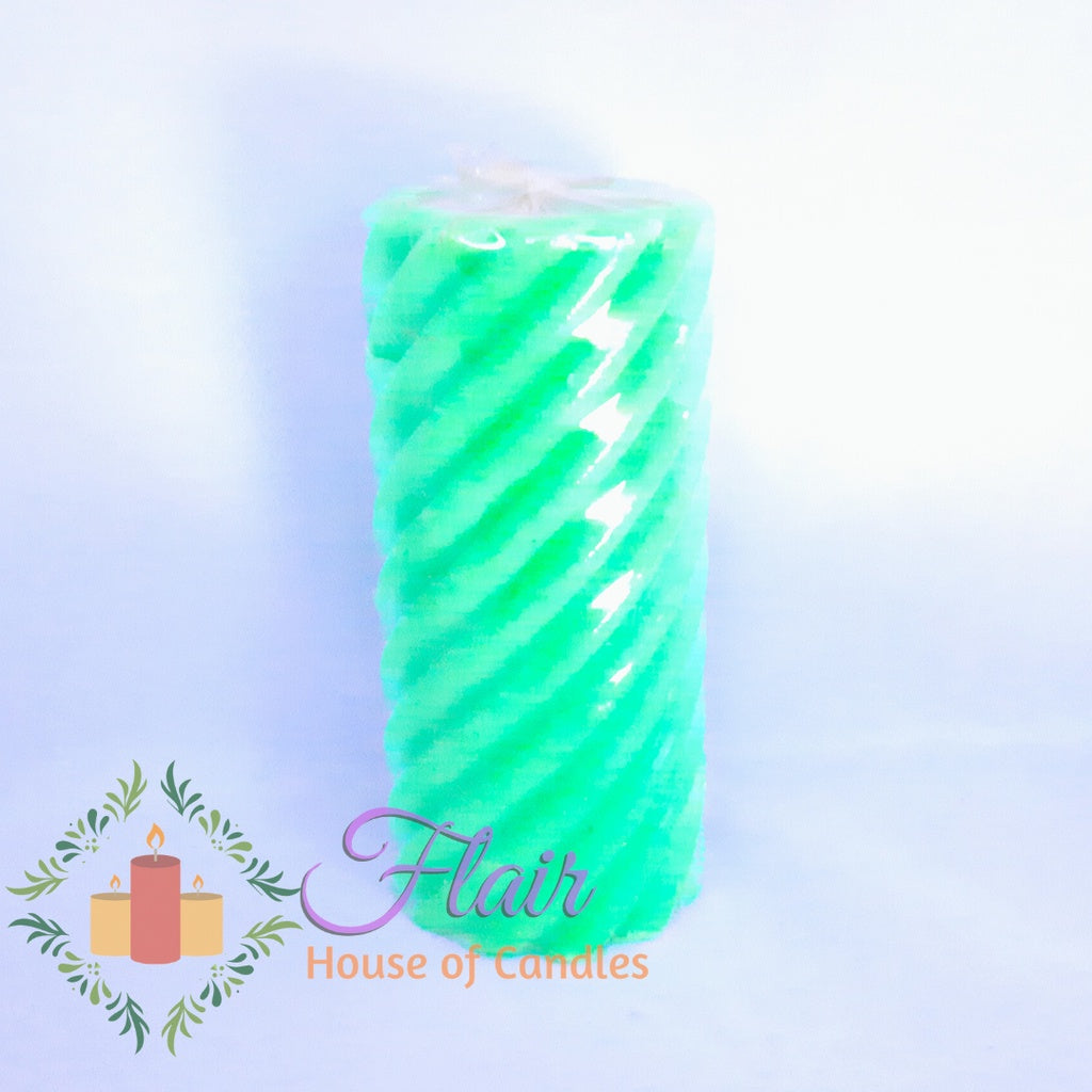 #709 Spiral Colored Pillar Candle