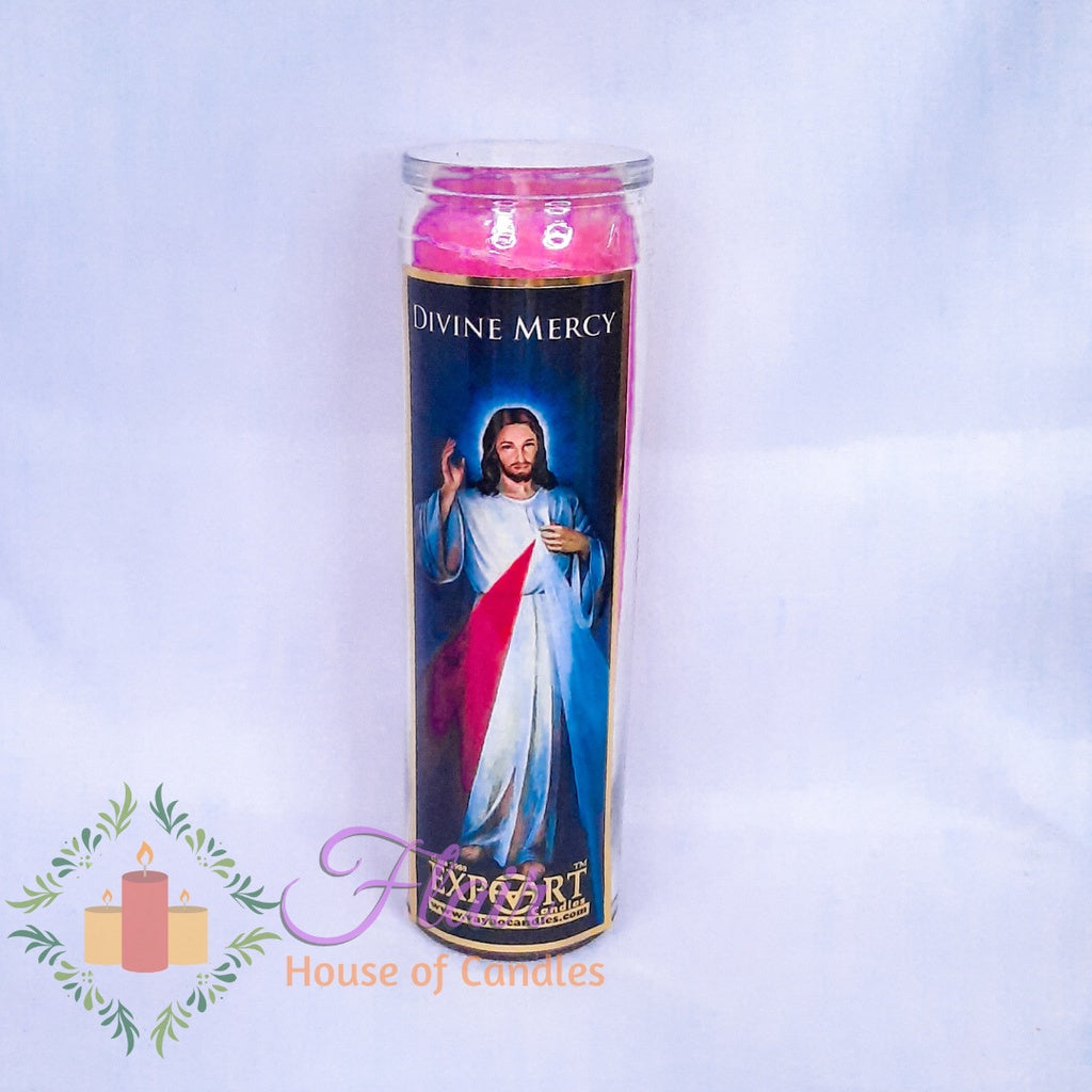 Divine Mercy Long Glass Candle 21cm Tall