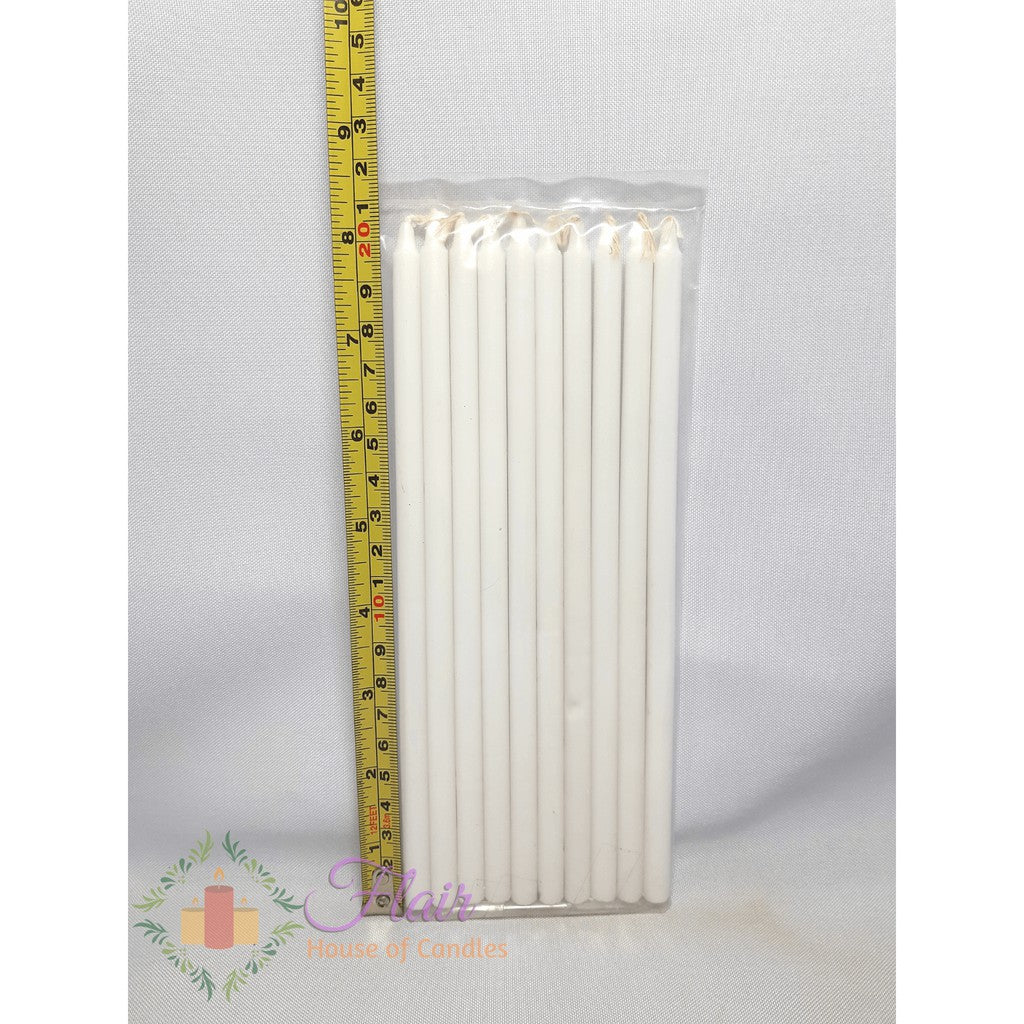 Flair White Procession Candle 10x10 | 10pcs Pack 20.5cm Tall