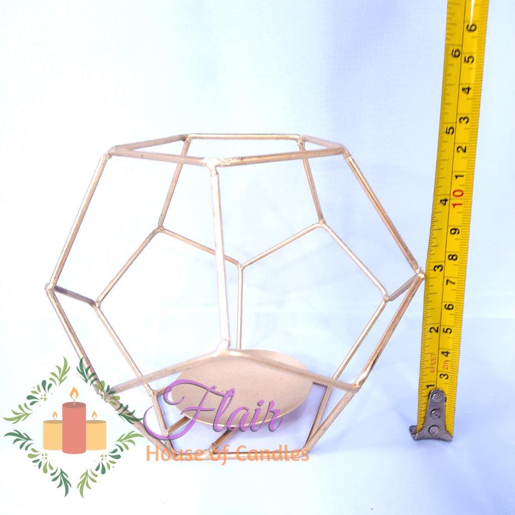 Hexagon Metal Cage Tealight Vigil Candle Holder 15cm Tall